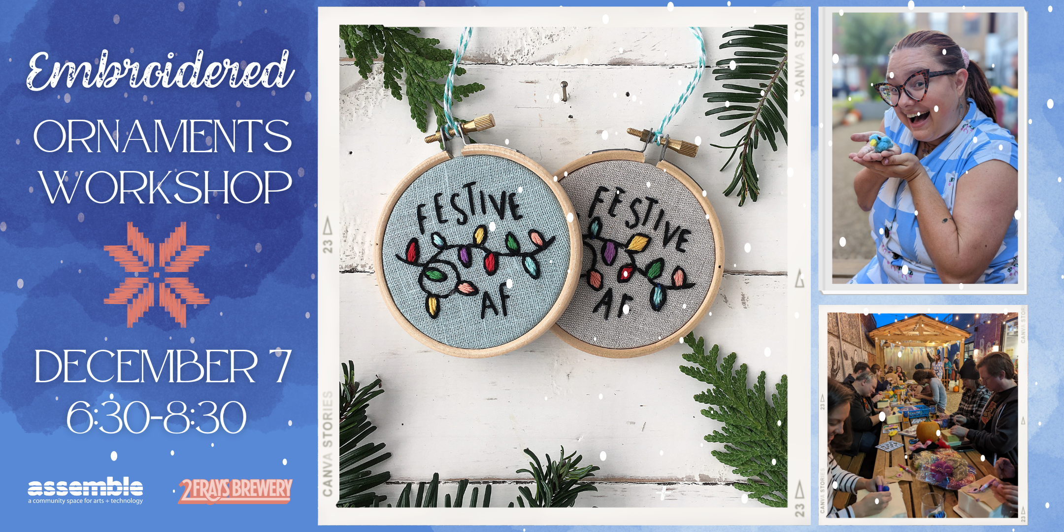 embroidered holiday ornaments